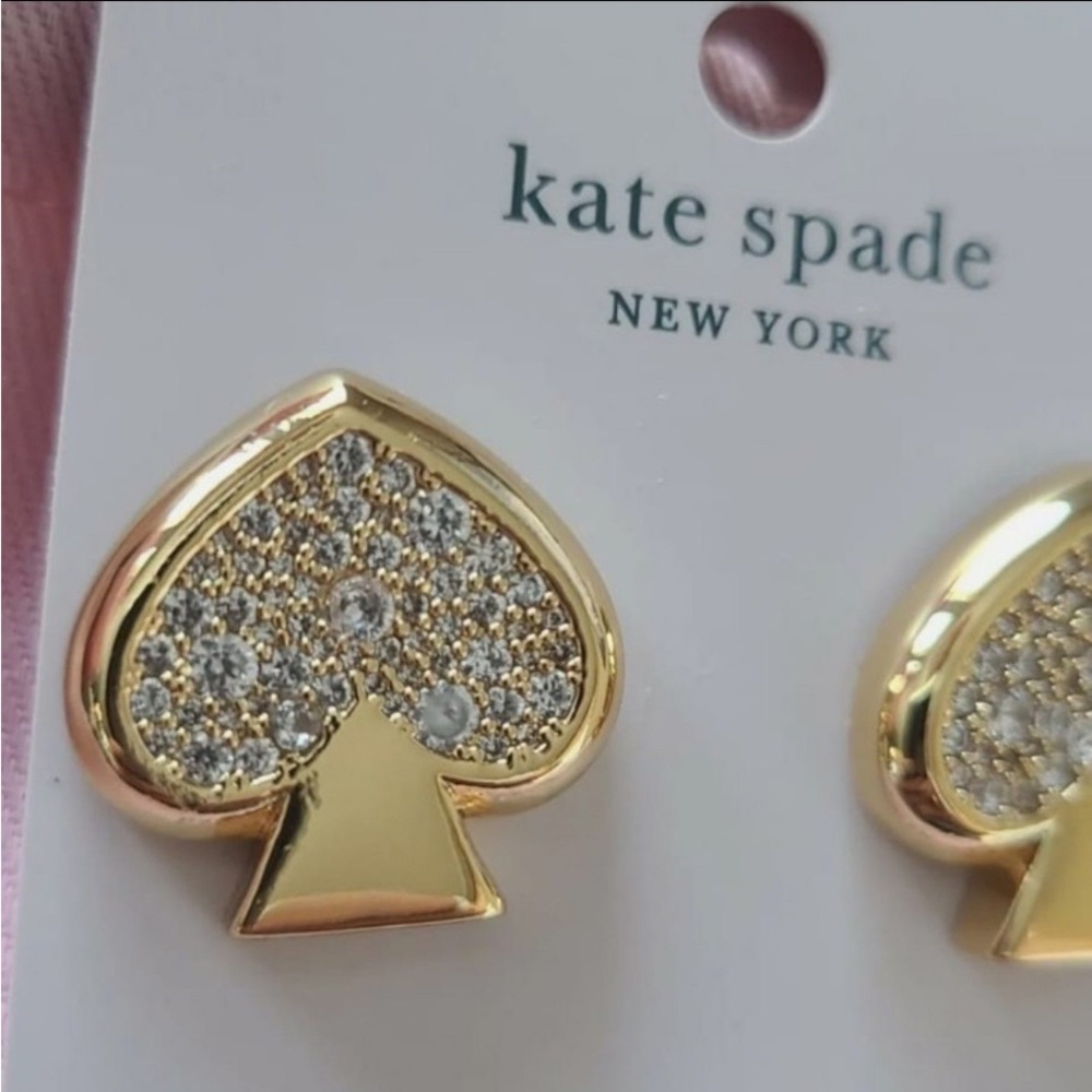 Kate Spade Earrings • Everyday Spade ♠️ • Chunk Paved Spade with Crystals - Picture 3 of 7